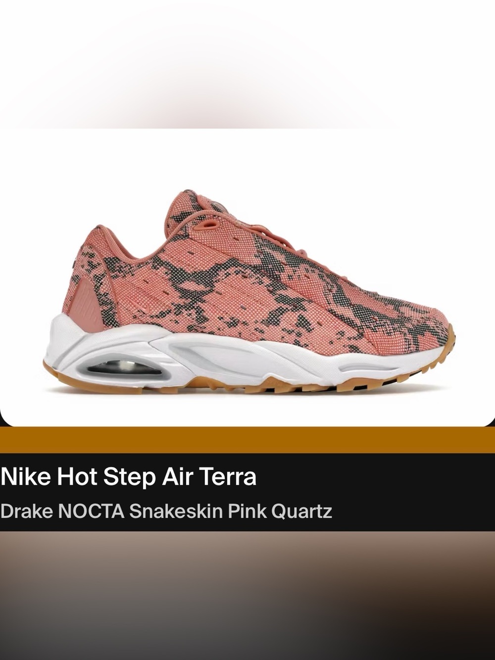 Nike Nocta Hot Step Air Terra — Pink Quartz with Black, Men’s 9.5 Women’s 11 NWT